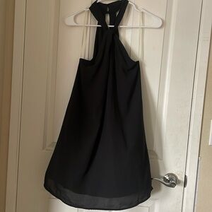 Black high neck twist dress